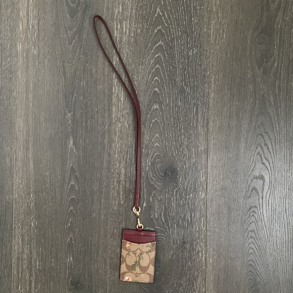 Coach ID Lanyard Brand New colors brown, tan, burgundy, with flowers and… - Picture 3 of 6